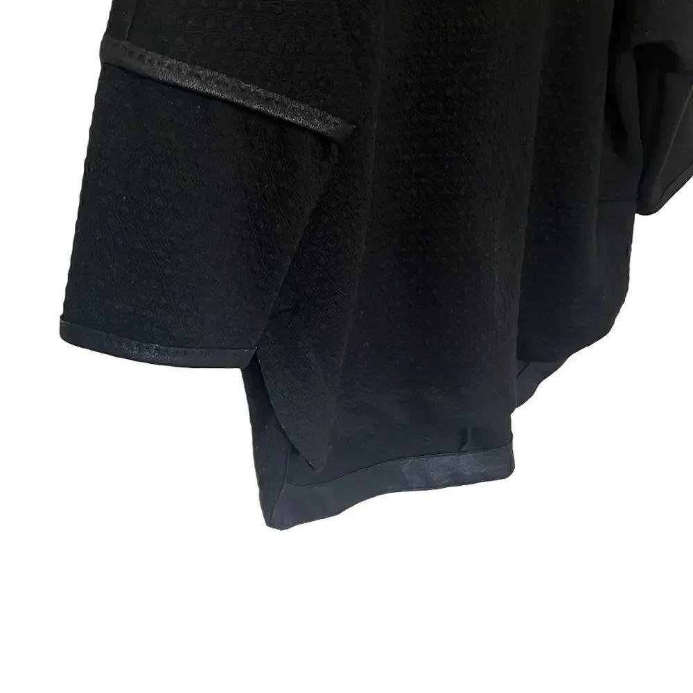 Max Studio Faux Leather Trim Curved Hem Top